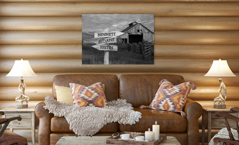 Personalized Barn Canvas Print with Family Names (Multiple Sizes)
