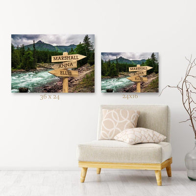 Personalized River Canvas Print with Family Names (Multiple Sizes)