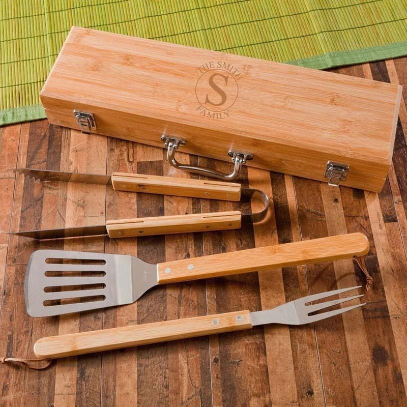 Corporate | Personalized Grill Set - BBQ Set - Bamboo Case