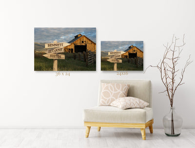 Personalized Barn Canvas Print with Family Names (Multiple Sizes)