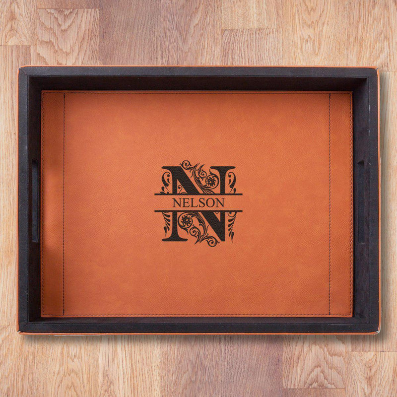 Personalized Rawhide Leatherette Serving Tray