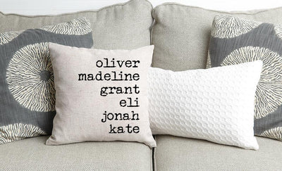 Personalized Family Names Throw Pillow Cover - Script