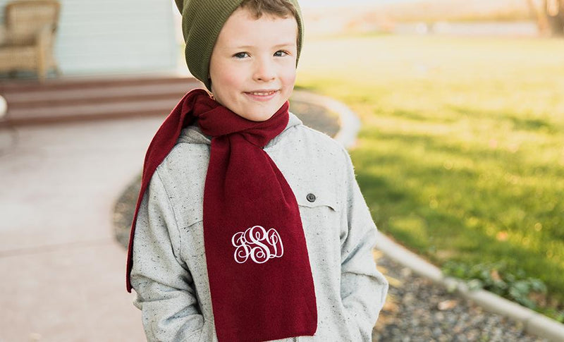 Monogram Scarf - Custom Scarf - Personalized Winter Scarf | BackyardPeaks Maroon / Serif