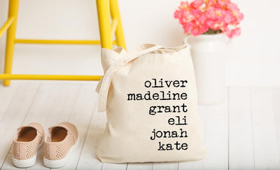 Personalized Family Names Tote Bags - Vintage