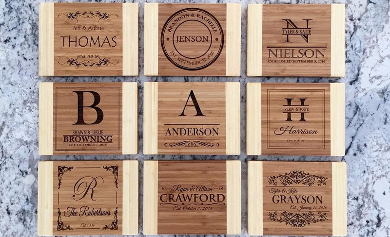 Personalized Bamboo Cutting Board 6x8 (Two Tone) - 13 Designs!