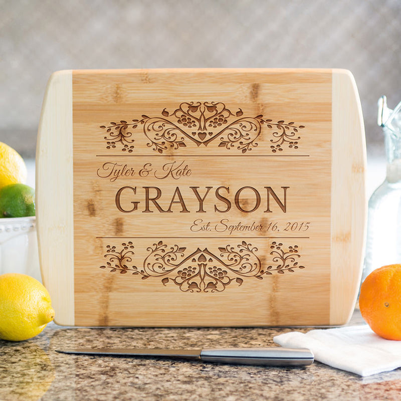 Personalized Bamboo Cutting Board 8.5x11 (Rounded Edge) – 12 Designs