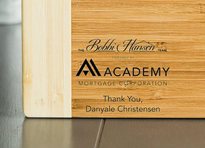 Academy Mortgage Personalized Cutting Board 11x14 Bamboo- FREE SHIP