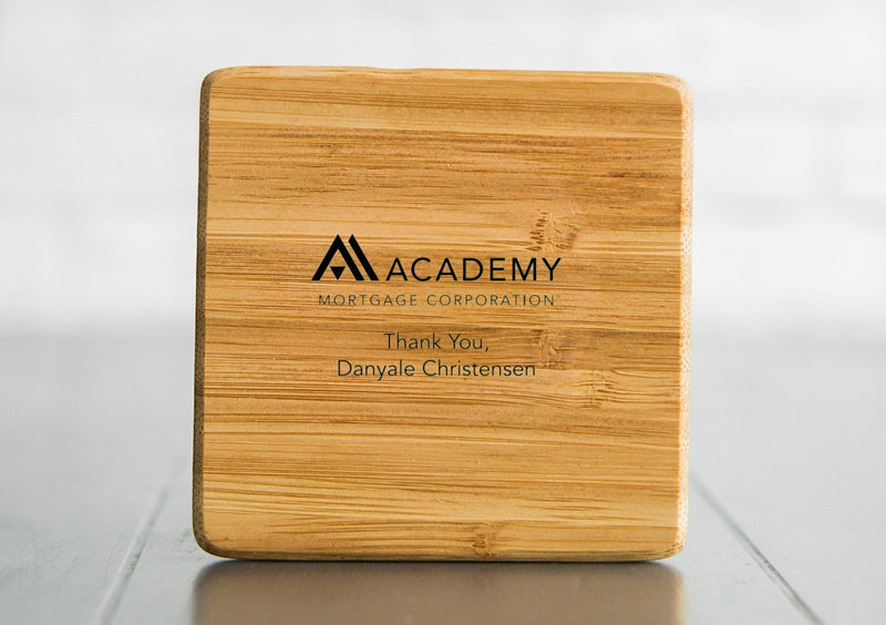 Academy Mortgage Personalized Thick Bamboo Coaster (set of 4)-FREE SHIP