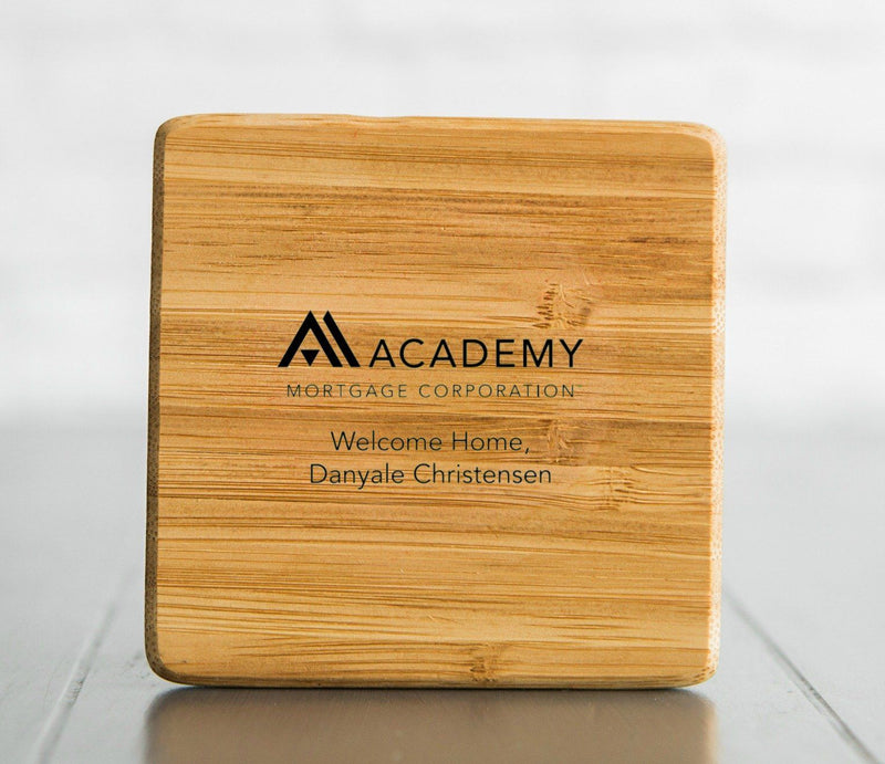 Academy Mortgage Personalized Thick Bamboo Coaster (set of 4)-FREE SHIP