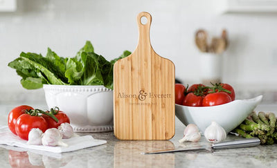 Personalized Small Handled Bamboo Serving Boards - Modern Collection