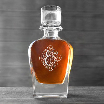 Personalized Antique Whiskey Decanter - Ornate Monogram