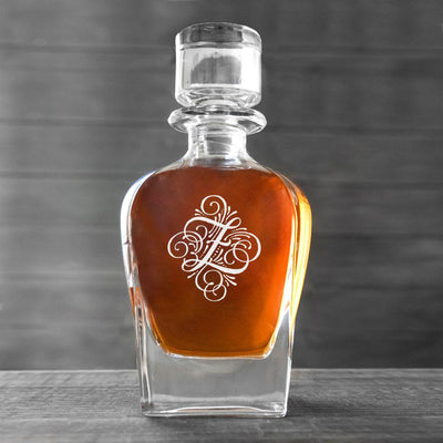Personalized Antique Whiskey Decanter - Ornate Monogram