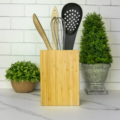 Personalized Bamboo Kitchen Utensil Holder