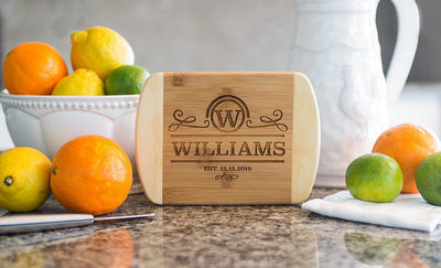 Corporate Gift Item - Personalized Cutting Bar Board 6x8 (Rounded Edge) Bamboo - Modern Collection