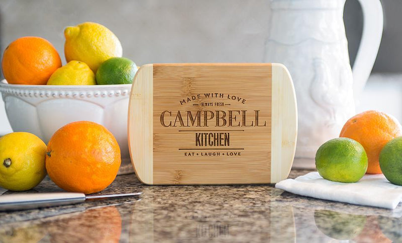 Corporate Gift Item - Personalized Cutting Bar Board 6x8 (Rounded Edge) Bamboo - Modern Collection