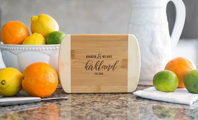 Corporate Gift Item - Personalized Cutting Bar Board 6x8 (Rounded Edge) Bamboo - Modern Collection