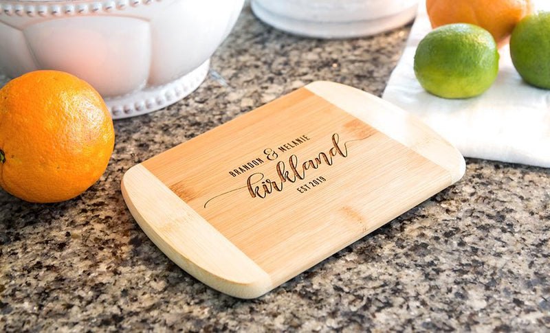 Corporate Gift Item - Personalized Cutting Bar Board 6x8 (Rounded Edge) Bamboo - Modern Collection
