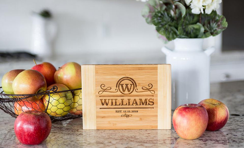 Personalized Bamboo Cutting Board 6x8 (Two Tone) - Modern Collection