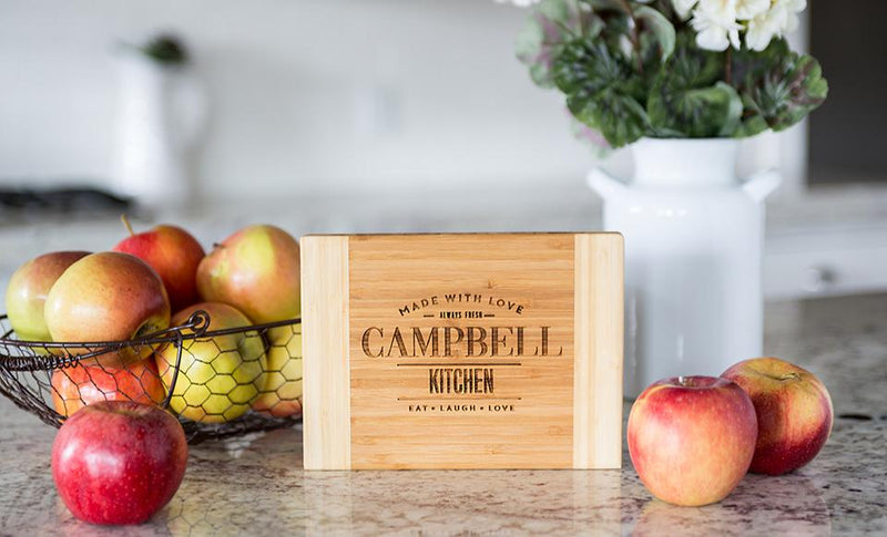 Personalized Bamboo Cutting Board 6x8 (Two Tone) - Modern Collection