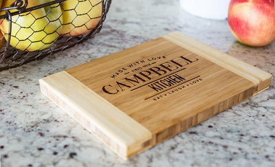 Corporate Gift Item -  Personalized Bamboo Cutting Board 6x8 (Two Tone) - Modern Collection