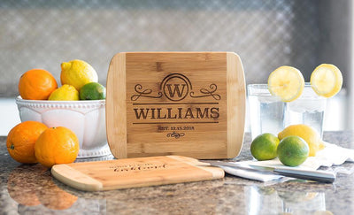 Corporate Gift Item - Personalized Bamboo Cutting Board 8.5x11 (Rounded Edge) – Modern Collection
