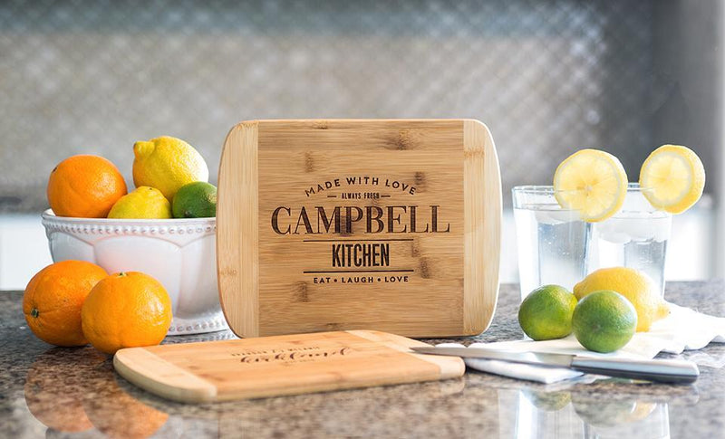 Corporate Gift Item - Personalized Bamboo Cutting Board 8.5x11 (Rounded Edge) – Modern Collection
