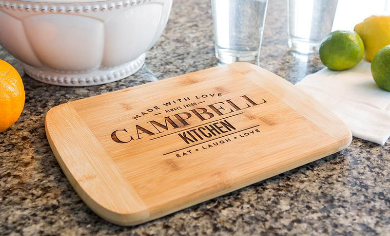 Corporate Gift Item - Personalized Bamboo Cutting Board 8.5x11 (Rounded Edge) – Modern Collection
