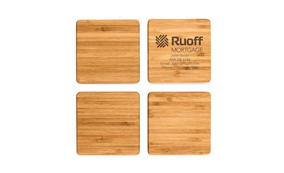 Ruoff- Branded Custom Bamboo Coasters - Set of 4