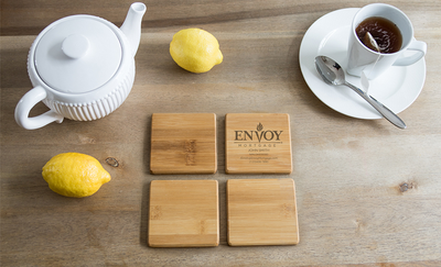Envoy - Branded Custom Bamboo Coasters - Set of 4