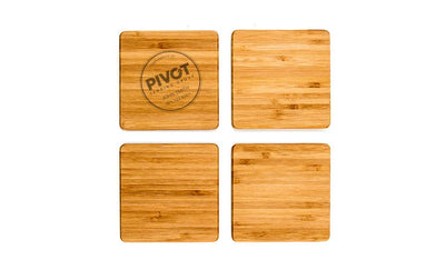 Pivot - Branded Custom Bamboo Coasters, Set of 4, W/ Coaster Box