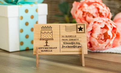 Personalized Wooden Birthday Postcards