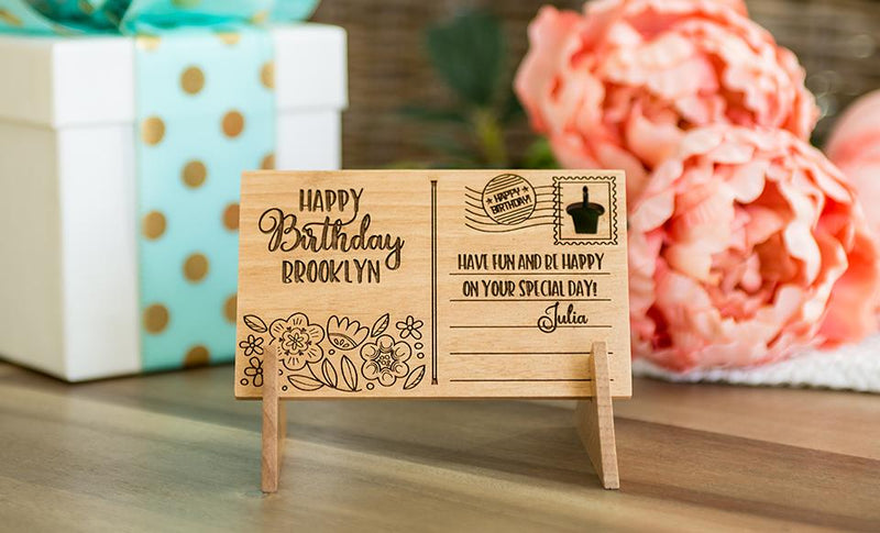 Personalized Wooden Birthday Postcards