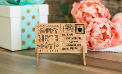 Personalized Wooden Birthday Postcards