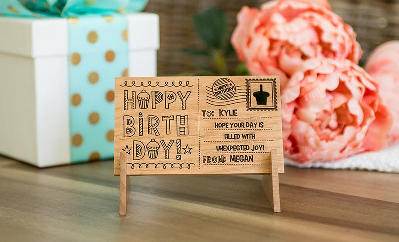 Personalized Wooden Birthday Postcards