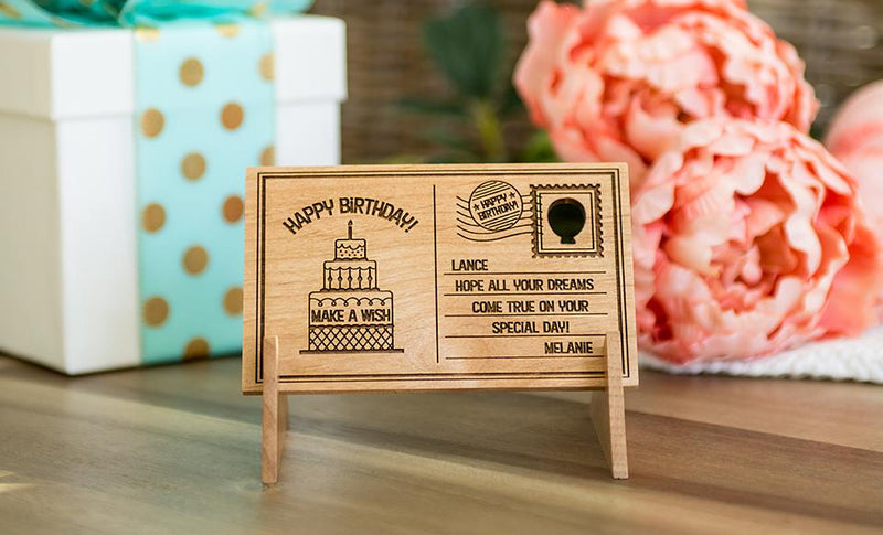 Personalized Wooden Birthday Postcards