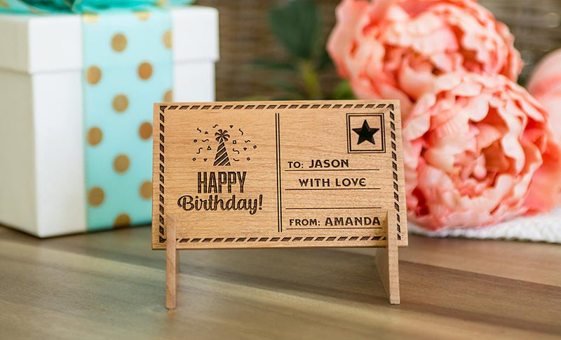 Personalized Wooden Birthday Postcards