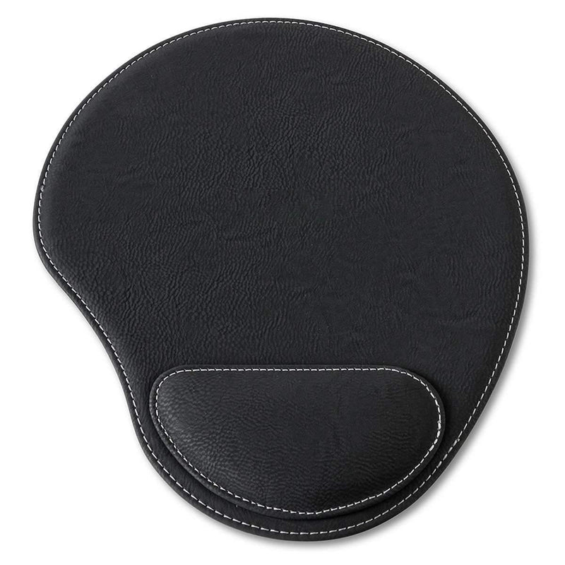 Corporate | Black Faux Leather Personalized Mouse Pad