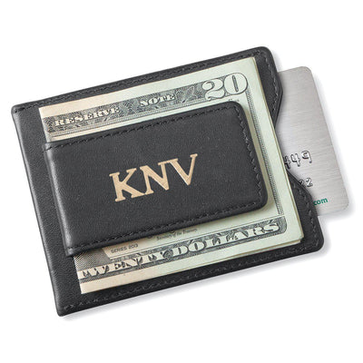 Personalized Wallet - Magnetic Money Clip - Black - Gold - JDS