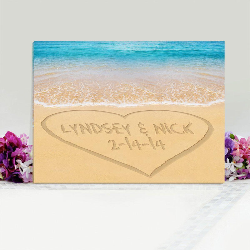 Personalized Caribbean Sand Canvas Sign - Heart - JDS