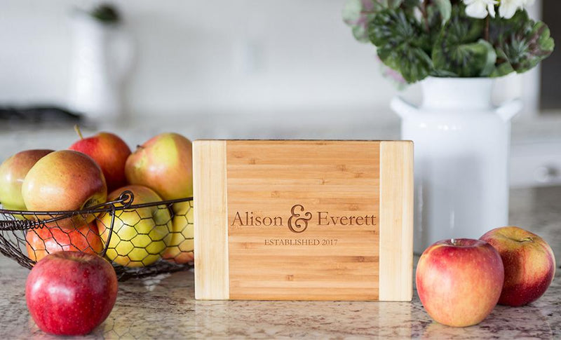 Personalized Bamboo Cutting Board 6x8 (Two Tone) - Modern Collection