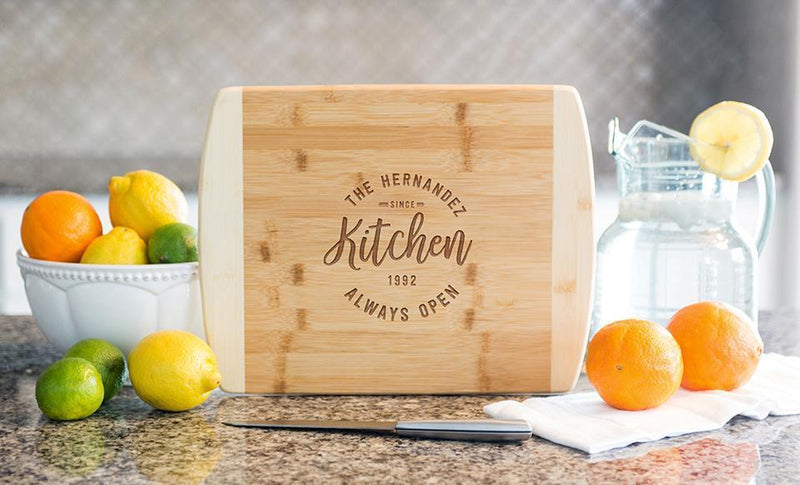 Corporate Gift Item - 11x14 Two Tone Bamboo Cutting Board (Rounded Edge) – Modern Collection