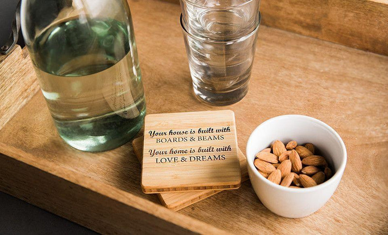 Supreme Lending - Personalized Bamboo Coasters - Set of 4 with Coaster Box