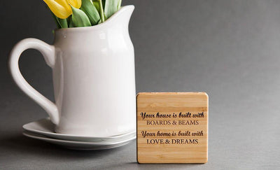 First Colony Mortgage Custom Bamboo Coasters, Set of 4, W/ Optional Box