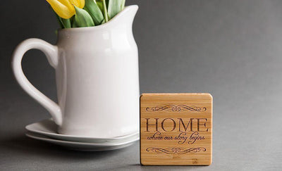Intercap Lending - Personalized Bamboo Coasters - Set of 4 with Coaster Box