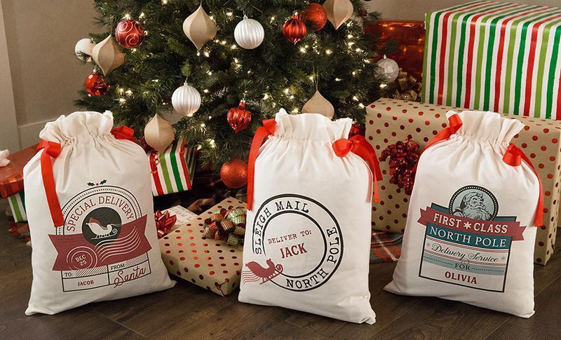 Personalized Drawstring Santa Gift Bag