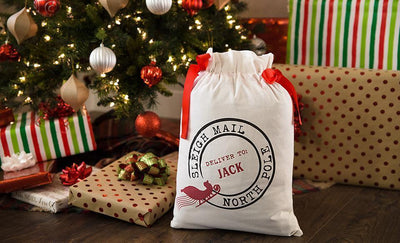 Personalized Drawstring Santa Gift Bag
