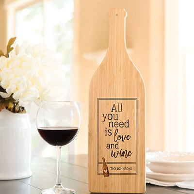 Personalized Wine Bottle Shaped Cutting Boards