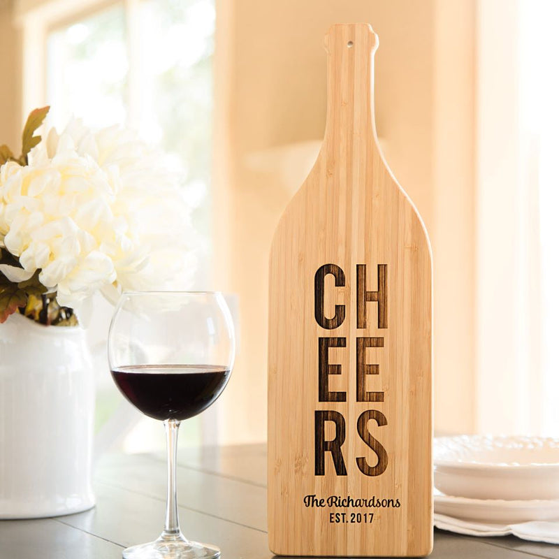 Personalized Wine Bottle Shaped Cutting Boards