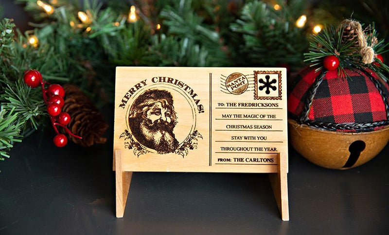 Personalized Wooden Christmas Postcards