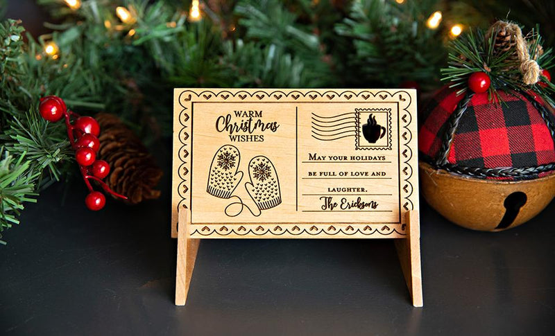 Personalized Wooden Christmas Postcards